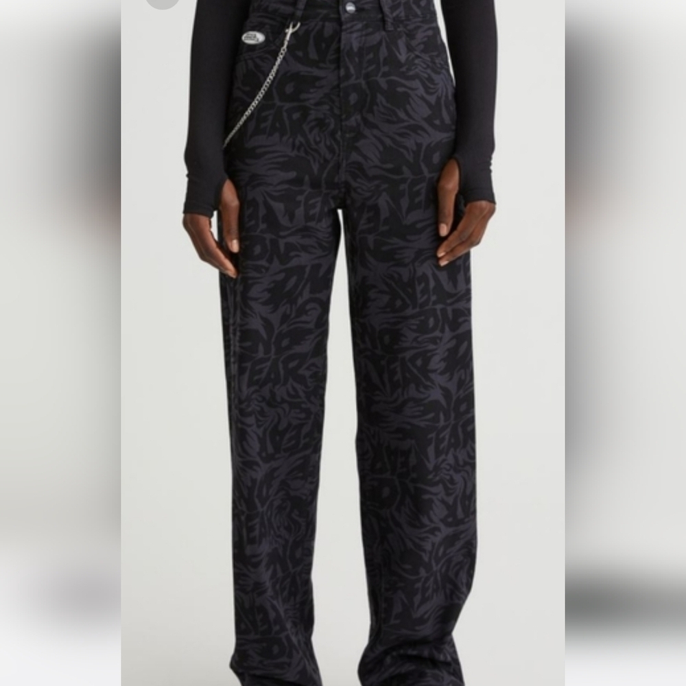 H&M X No Fear Wide Leg Jeans 6 Black